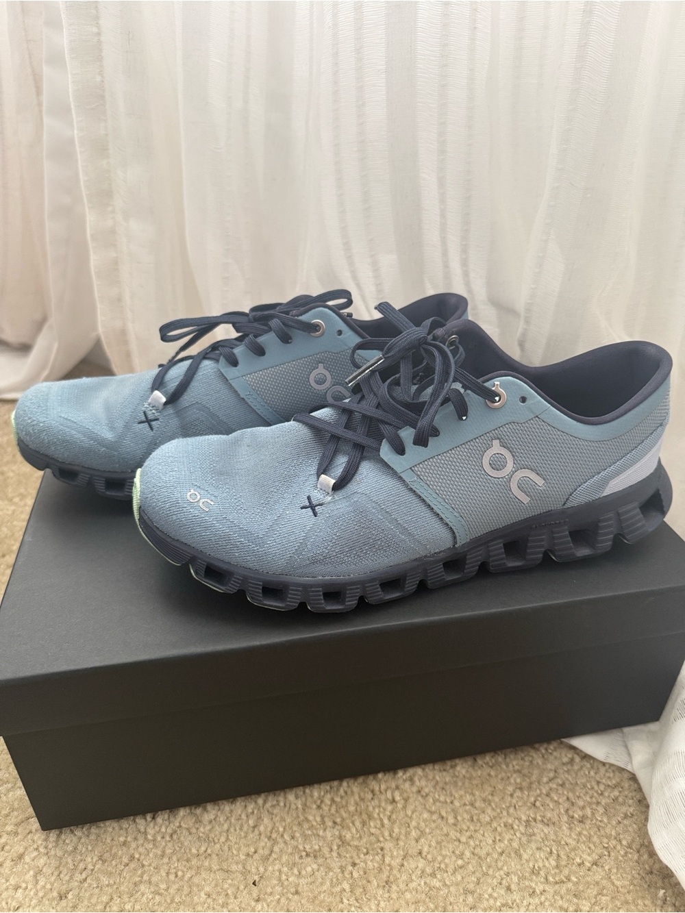 On Running Men’s Athletic Shoes — Light Blue with Navy Accents